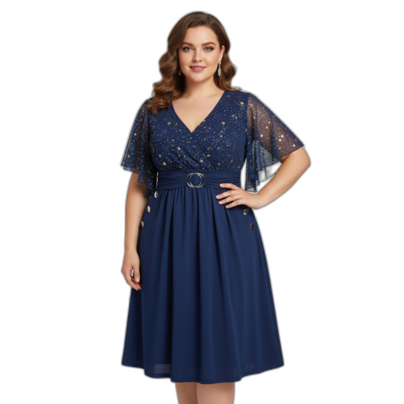 Rosegal Plus Size Gold Star Cocktail Dress - Picture 1 of 9